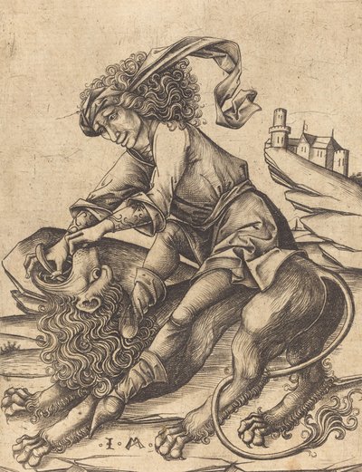 Sansón y el león, c. 1475 de Israhel van Meckenem