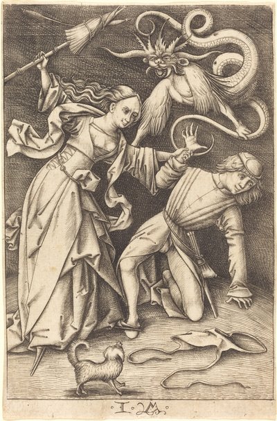 La esposa enojada, c. 1495-1503 de Israhel van Meckenem