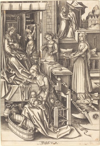 El nacimiento de la Virgen de Israhel van Meckenem