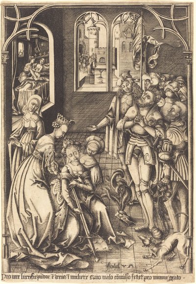La muerte de Lucrecia, c. 1500-1503 de Israhel van Meckenem