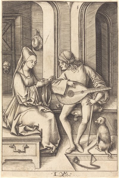 El laudista y el cantante, c. 1495-1503 de Israhel van Meckenem