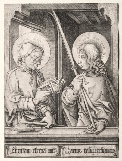Los Doce Apóstoles en Ventanas Góticas: San Matías y San Judas Tadeo de Israhel van Meckenem