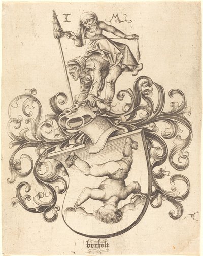 Escudo de Armas con Niño Acróbata de Israhel van Meckenem after Master of the Housebook