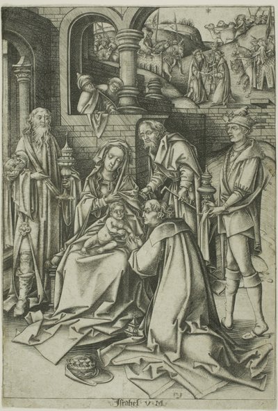 Adoración de los Reyes Magos de Israhel van Meckenem the younger