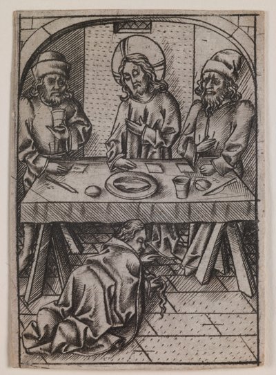 María Magdalena lavando los pies de Cristo, c.1500 (grabado) de Israhel van the younger Meckenem