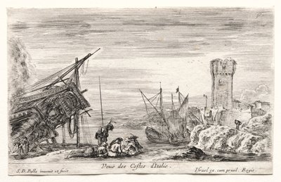 Views of Sea Ports: View of the Italian Coast de Israël Henriet