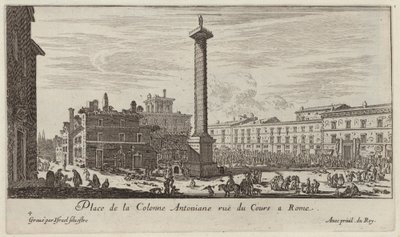 Plaza de la Columna Antoniana, calle del Cours en Roma de Israël Silvestre