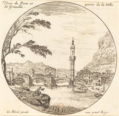 Vista del puente y parte de la ciudad de Grenoble de Israël Silvestre