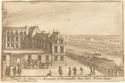 Vista de la casa de Monsieur de Bretonuiller en la Isla de Notre Dame de Israël Silvestre