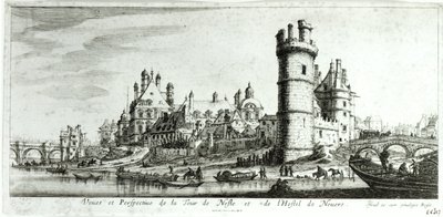 Vista en perspectiva de la Torre de Nesle y el Hotel de Nevers de Israël Silvestre the Younger