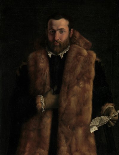 Retrato de un hombre con abrigo de piel de Italian