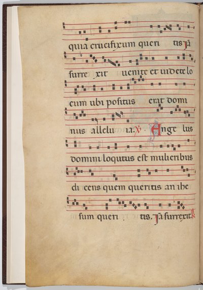 Hoja 1 de un Fragmento de Antifonario (verso) de Italian 13th Century