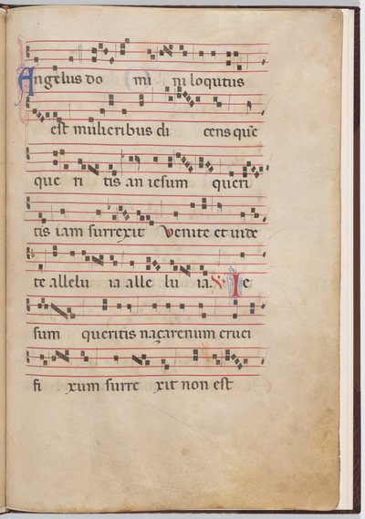 Hoja 2 de un fragmento antifonal de Italian 13th Century