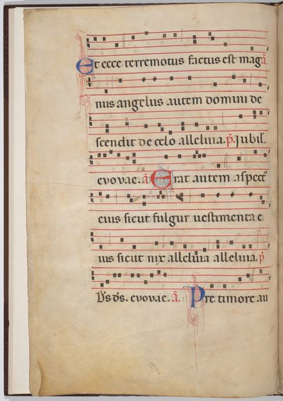 Hoja 3 de un fragmento antifonal (reverso) de Italian 13th Century