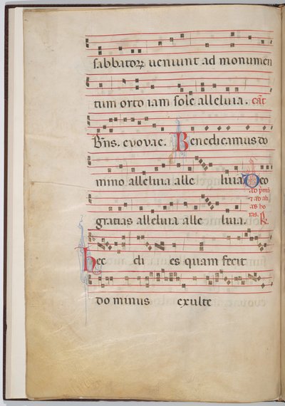 Hoja 4 de un fragmento antifonal (verso) de Italian 13th Century