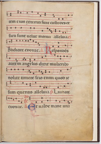 Hoja 4 de un fragmento antifonal de Italian 13th Century