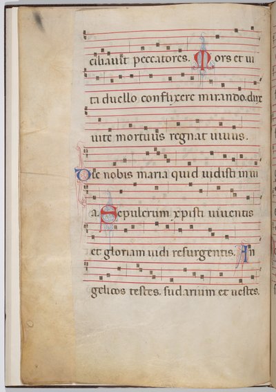 Hoja 6 de un fragmento antifonal (verso) de Italian 13th Century