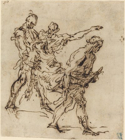 Figuras llevando un cuerpo de Italian 17th Century