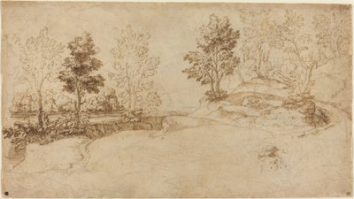 Paisaje fluvial de Italian 17th Century