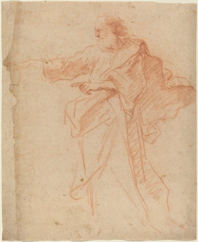 Hombre barbudo de pie señalando hacia la izquierda de Italian 17th Century