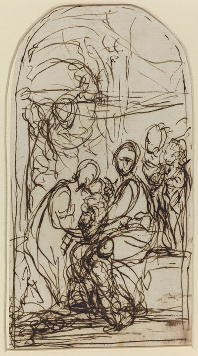 El Matrimonio Místico de Santa Catalina de Italian 17th Century