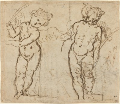 Dos putti de pie de Italian 17th Century
