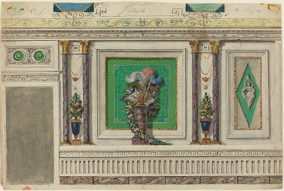 Diseño para una pared de una sala de música [recto] de Italian 18th Century