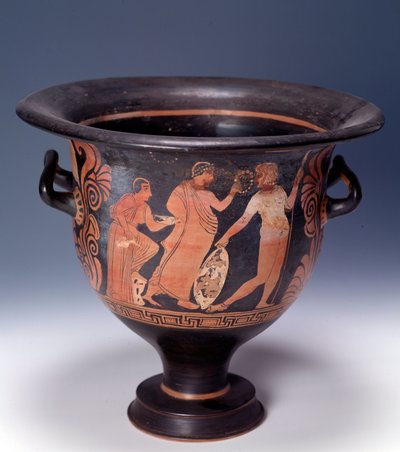 Crátera de Cumas que representa una escena de ofrenda (terracota, 320-310 a.C.) de Italian Peninsula