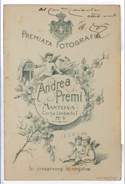 Reverso de la tarjeta postal que retrata al pintor Albano Lugli de Italian Photographer