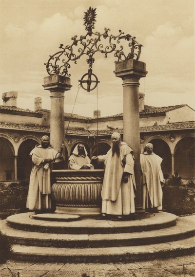 Firenze / Florencia: Alrededores de Florencia, Certosa, El pozo en el Gran Claustro (fotografía en b/n) de Italian Photographer