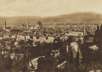 Firenze / Florencia: Panorama de Florencia visto desde S Miniato al Monte (fotografía en b/n) de Italian Photographer