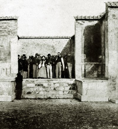 Giuseppe Garibaldi con Giuseppe Fiorelli en una visita a Pompeya de Italian Photographer