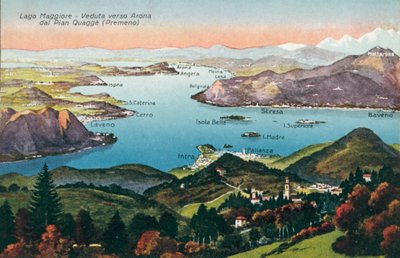 Lago Mayor, Vista hacia Arona desde Pian Quagge, Premeno (foto en color) de Italian Photographer