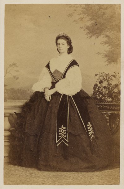 María Sofía de Baviera, reina consorte de Francisco II, rey de las Dos Sicilias (fotografía en B/N) de Italian Photographer