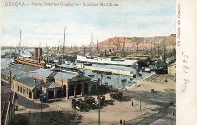 Ponte Federico Guglielmo y terminal de ferry, Génova de Italian Photographer