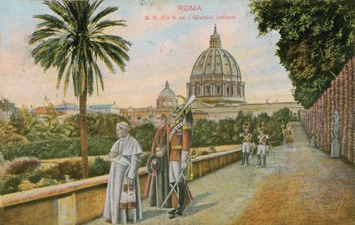 Papa Pío X en los jardines del Vaticano, Roma de Italian Photographer