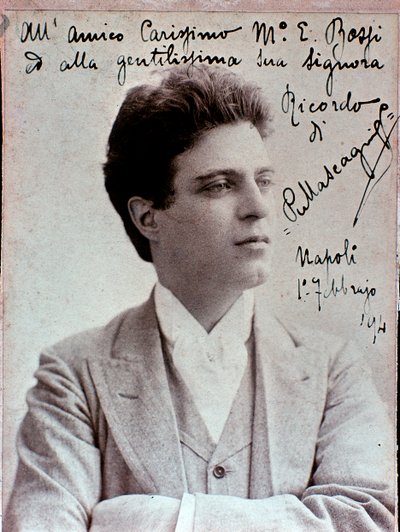 Retrato de Pietro Mascagni (1863-1945) compositor italiano de Italian Photographer
