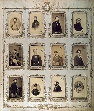 Risorgimento: retratos de los Mil (o Camisas Rojas), que participaron en la expedición de Giuseppe Garibaldi. 1860-1861. Estudio Pavia en Génova. Museo del Risorgimento Roma de Italian Photographer