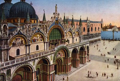 Venezia / Venecia: Fachada de la Basílica vista desde la Torre dell