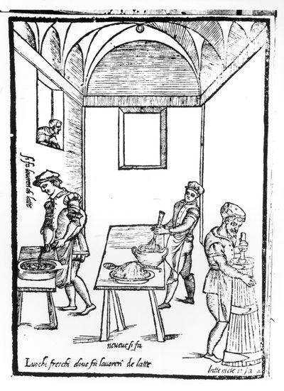 Una cocina medieval de Italian School