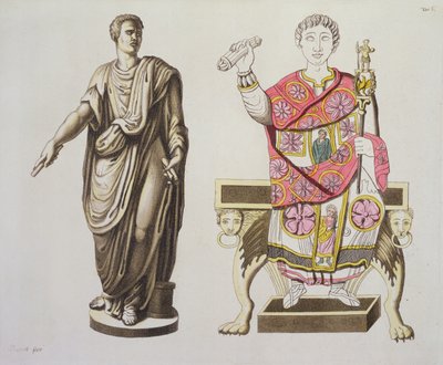 Un senador romano y un oficial, de Costumi dei Romani, c.1805-20 de Italian School