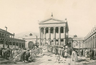 Un sacrificio a Júpiter en el Foro Civil (grabado) de Italian School