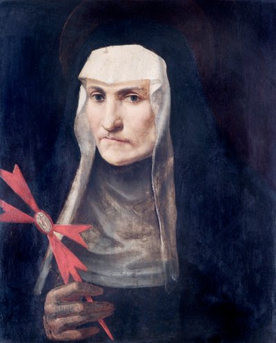 Una monja santa, c.1600 (óleo sobre tabla de álamo) de Italian School
