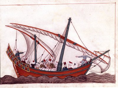 Un barco turco. Miniatura de "Memorias turcas" (códice Cicogna 1971 "Memorie Turchesche") Acuarela de la escuela veneciana del siglo XVII. de Italian School