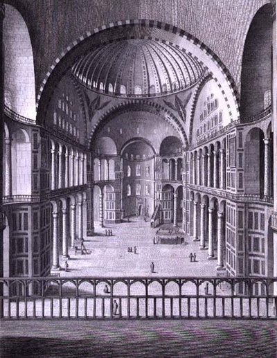 Vista del interior de la mezquita de Santa Sofía en Constantinopla tomada en 1786, grabado por Domenico Pronti 1788 (grabado) de Italian School