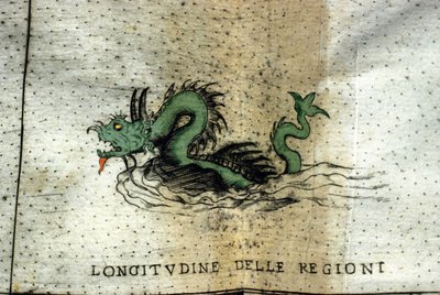Una serpiente marina representada en las aguas del Atlas de Urbano Monte de Italian School
