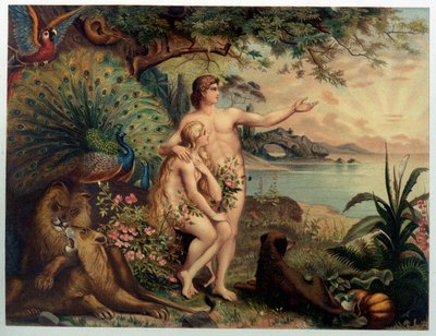 Adán y Eva en el Paraíso terrenal (Edén) - en “Aurea Bibbia classica: storia della rivelazione divina nell