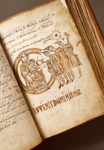 Adoración de los Magos. Manuscrito de la escuela boloñesa. (Ms.123-Folio 40 r) Siglo XI. Roma, Biblioteca Angelica de Italian School