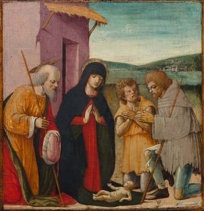 Adoración de los pastores, c. 1480-1500 (óleo sobre madera) de Italian School