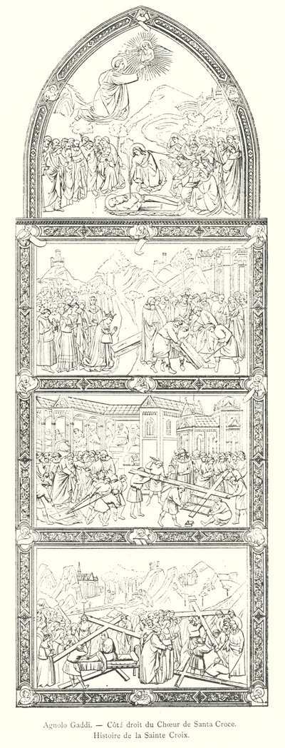 Agnolo Gaddi, Lado derecho del coro de Santa Croce, Historia de la Santa Cruz (grabado) de Italian School
